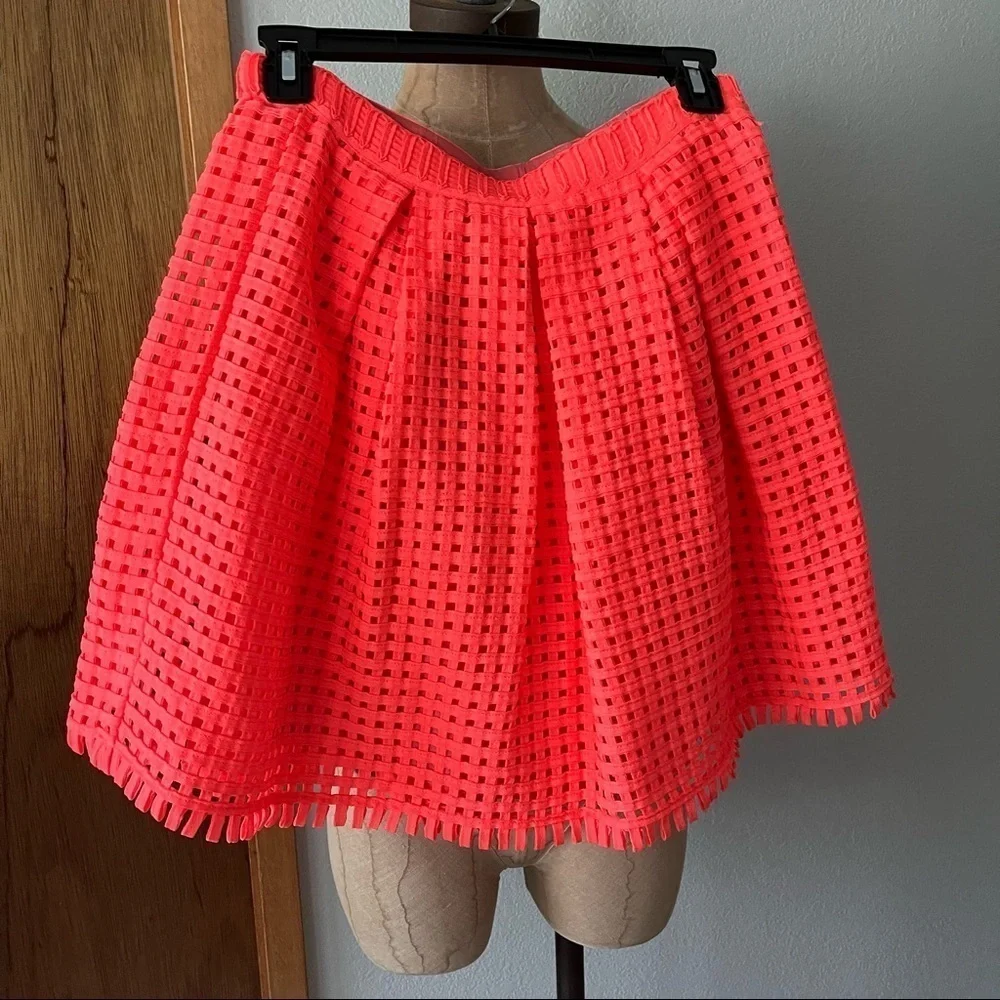 ANOTHER EDITION Japan sz S Bright Coral Orange Basket Woven Weave Skirt